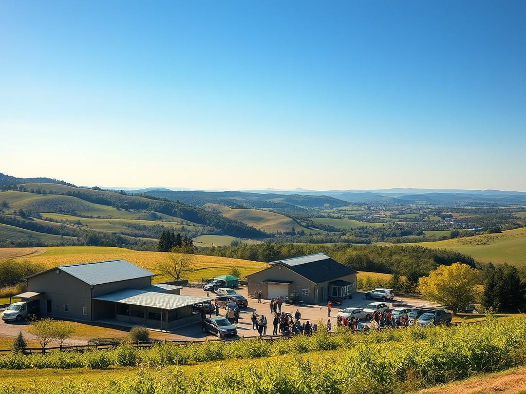 A tranquil, sun-dappled landscape with a family-owned business nestled in the rolling hills. In the foreground, a thriving multigenerational enterprise, its sturdy buildings and well-tended grounds reflecting the wisdom and care of its caretakers. In the middle ground, a diverse array of employees collaborating seamlessly, their faces alight with purpose. In the background, a sweeping vista of lush greenery and a clear blue sky, symbolizing the boundless potential of the family's legacy. Lighting is soft and warm, conveying a sense of timeless stability. The composition is balanced and harmonious, evoking a profound sense of continuity and resilience.